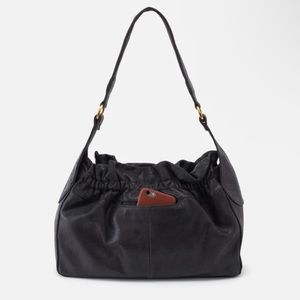 NWT HOBO gather leather shoulder bag in black